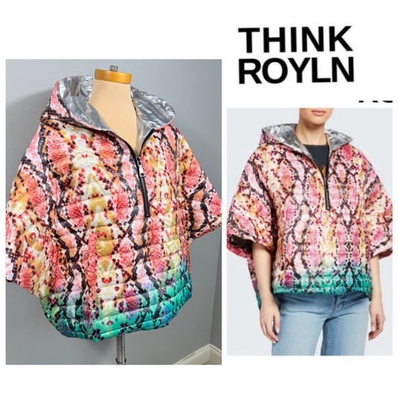THINK ROYLN Jackets & Blazers - Think Royln HEROINE Hooded Quilted Puffer Ski Pullover Jacket Poncho
